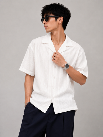 ZARA TEXTURED CUBAN COLLAR SHIRT