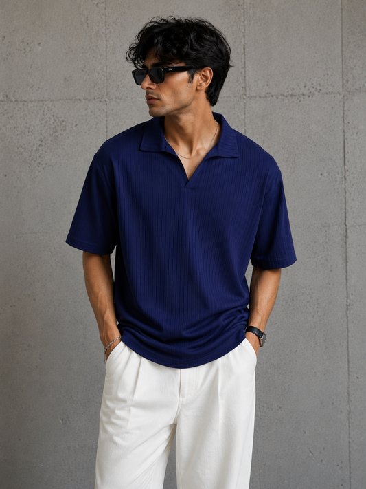 DROP NEEDLE POLO (NAVY BLUE)