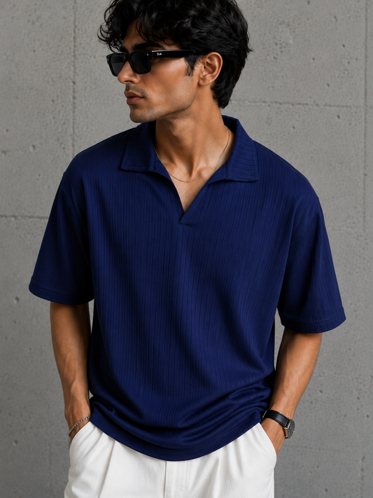 DROP NEEDLE POLO (NAVY BLUE)