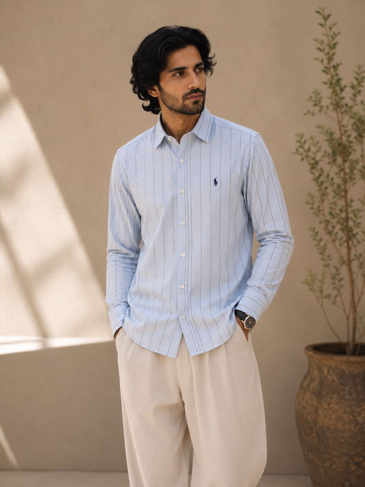 RL CASUAL SHIRT (SOFT BLUE STRIPE)