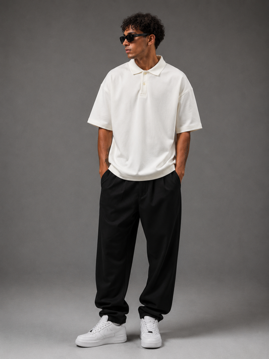 Bershka Crop Polo (White)