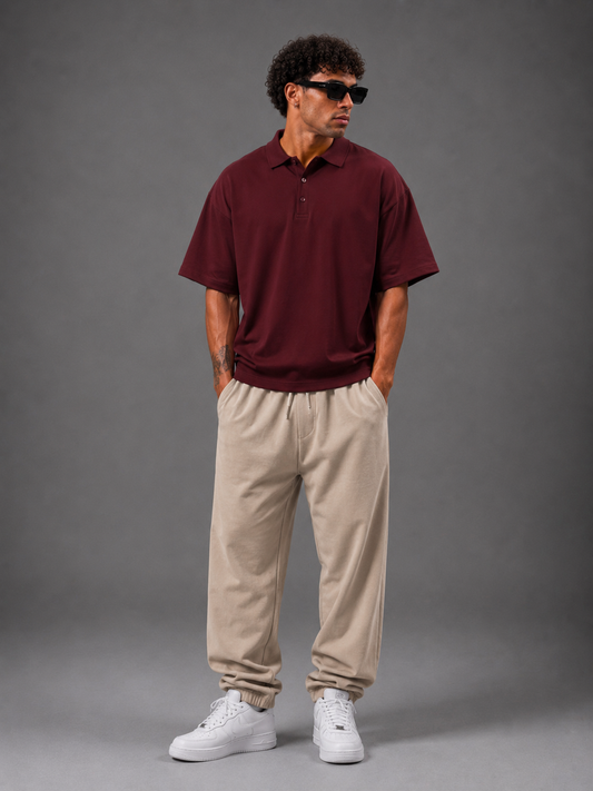 Bershka Crop Polo (Maroon)