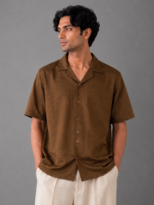 ZARA BOXY FIT SHIRT (COCA BROWN)