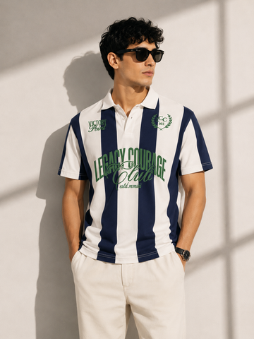 Legacy Club Striped Polo (navy)