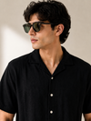 Pull&Bear Textured Resort Shirt (Black)