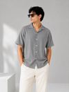 Pull&Bear Textured Resort Shirt (Grey)