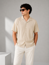 Pull&Bear Textured Resort Shirt (Beige)