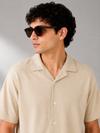 Pull&Bear Textured Resort Shirt (Beige)