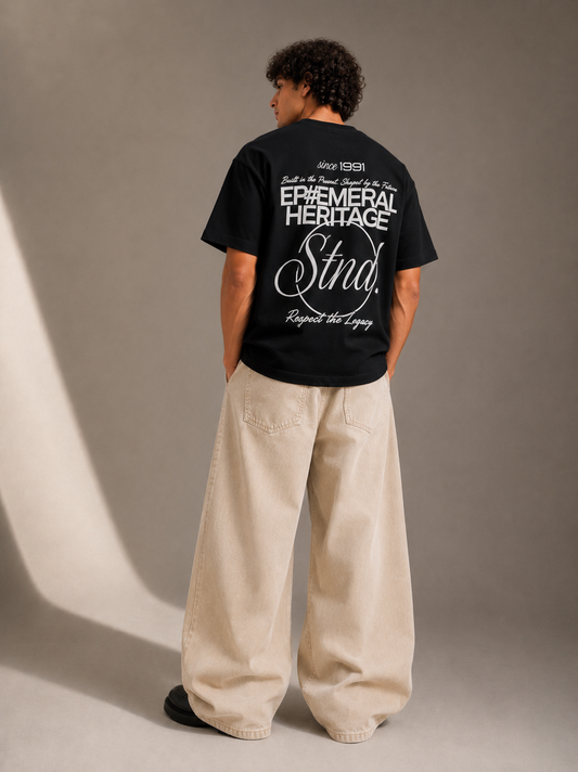 Heritage Script Drop Tee (Black)