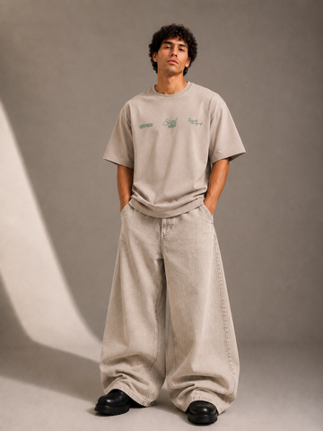 Heritage Script Drop Tee (Mushroom Taupe)