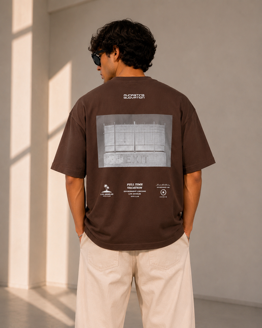 Urban Exit Oversized Drop Shoulder Tee ( Brown)