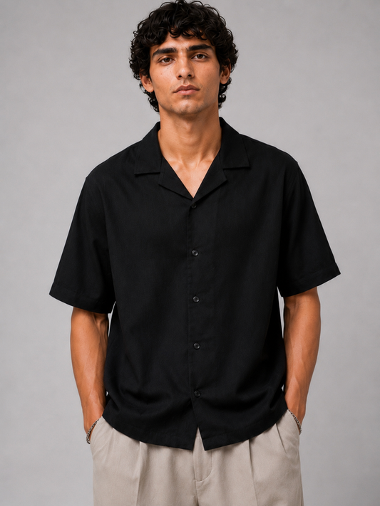 Irish Linen Shirt (Black)