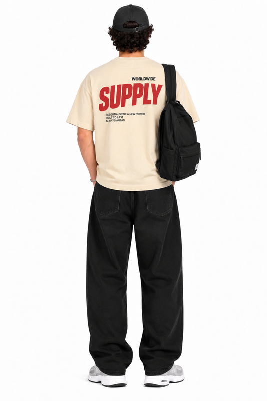 Supply Essentials French Terry Boxy Tee (Beige)