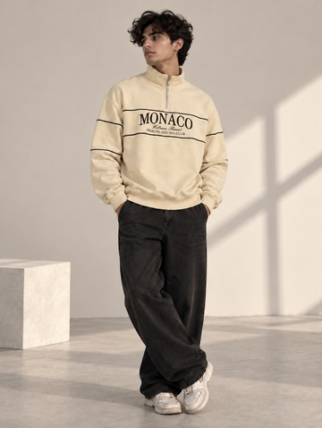 Monaco Classic Quarter-Zip Sweatshirt (Beige)