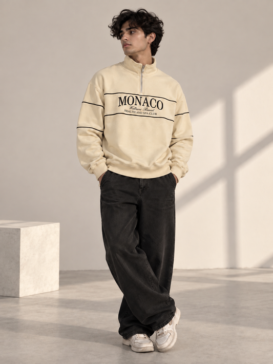 Monaco Classic Quarter-Zip Sweatshirt (Beige)