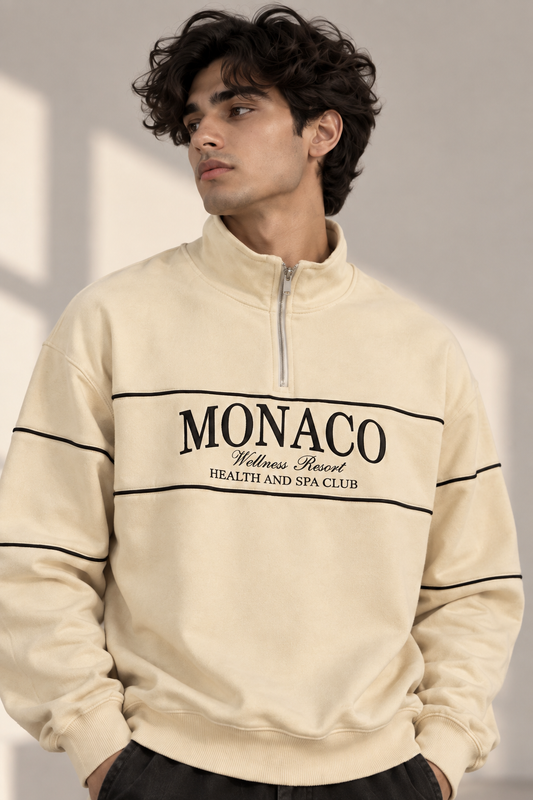 Monaco Classic Quarter-Zip Sweatshirt (Beige)
