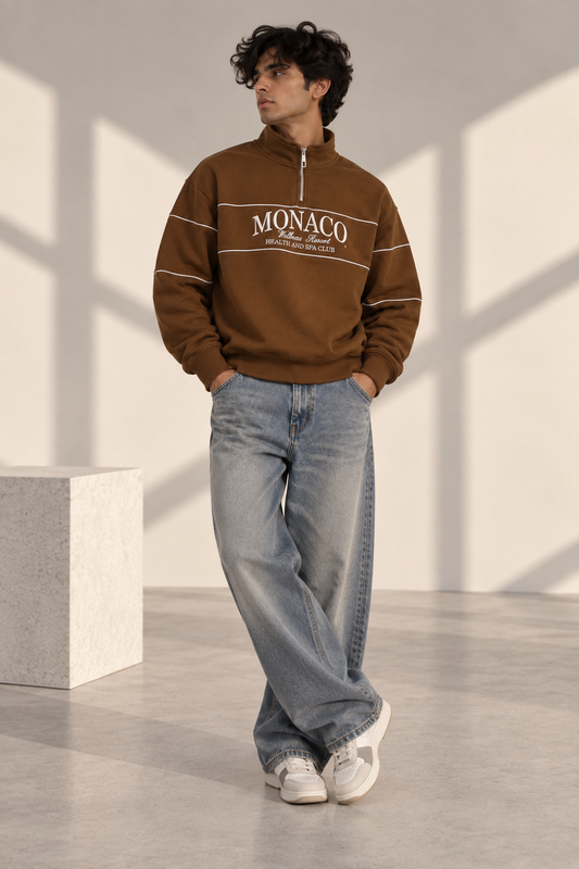 Monaco Classic Quarter-Zip Sweatshirt (Brown)