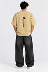 Calligraphy Embroidered Scuba drop (Beige)