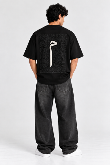 Calligraphy Embroidered Scuba drop (Black)