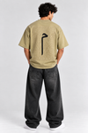 Calligraphy Embroidered Scuba drop (Muted Olive)