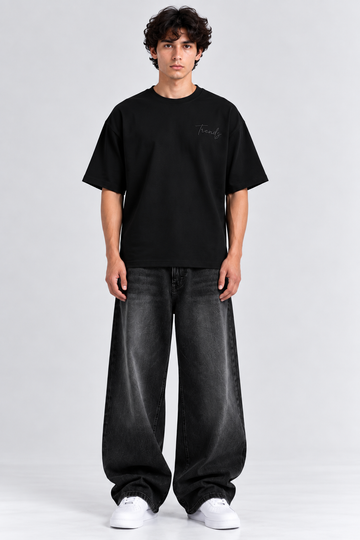 Trend Embroidered Scuba drop (Black)